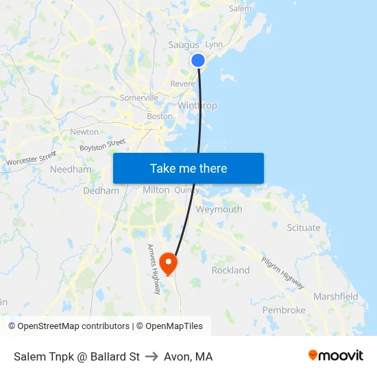 Salem Tnpk @ Ballard St to Avon, MA map