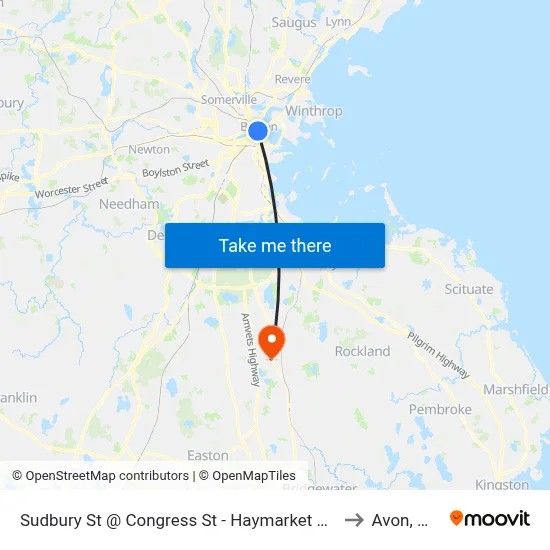 Sudbury St @ Congress St - Haymarket Sta to Avon, MA map