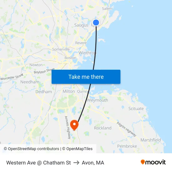 Western Ave @ Chatham St to Avon, MA map