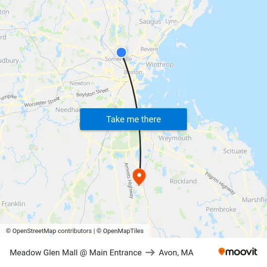 Meadow Glen Mall @ Main Entrance to Avon, MA map