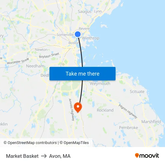 Market Basket to Avon, MA map