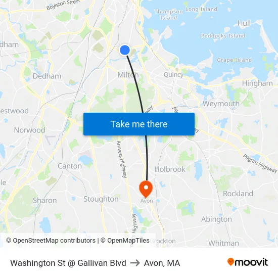 Washington St @ Gallivan Blvd to Avon, MA map