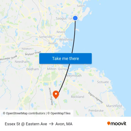 Essex St @ Eastern Ave to Avon, MA map