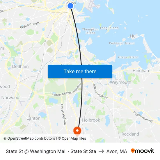 State St @ Washington Mall - State St Sta to Avon, MA map