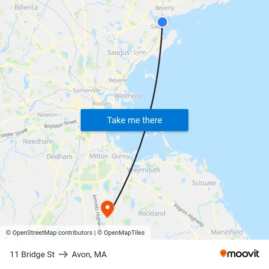 11 Bridge St to Avon, MA map