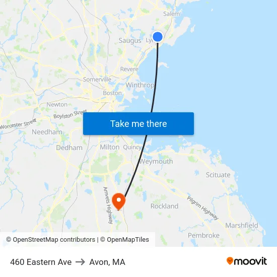 460 Eastern Ave to Avon, MA map