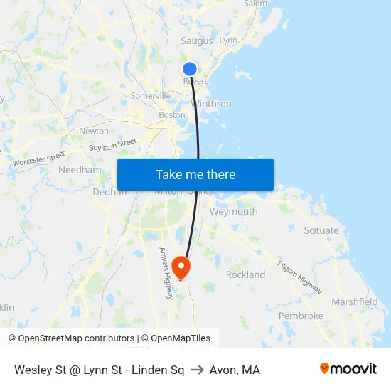 Wesley St @ Lynn St - Linden Sq to Avon, MA map