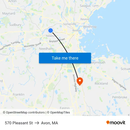 570 Pleasant St to Avon, MA map