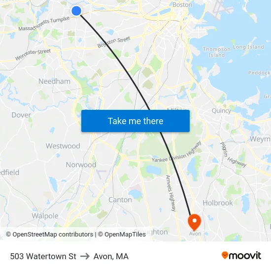 503 Watertown St to Avon, MA map