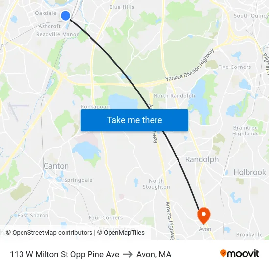 113 W Milton St Opp Pine Ave to Avon, MA map
