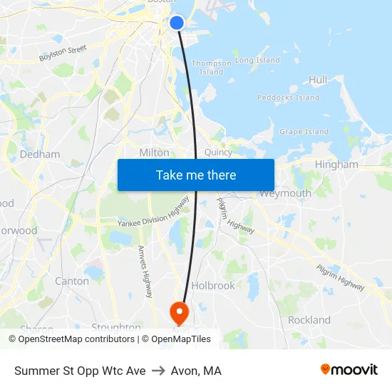 Summer St Opp Wtc Ave to Avon, MA map