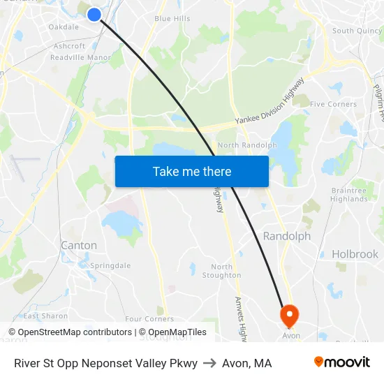 River St Opp Neponset Valley Pkwy to Avon, MA map