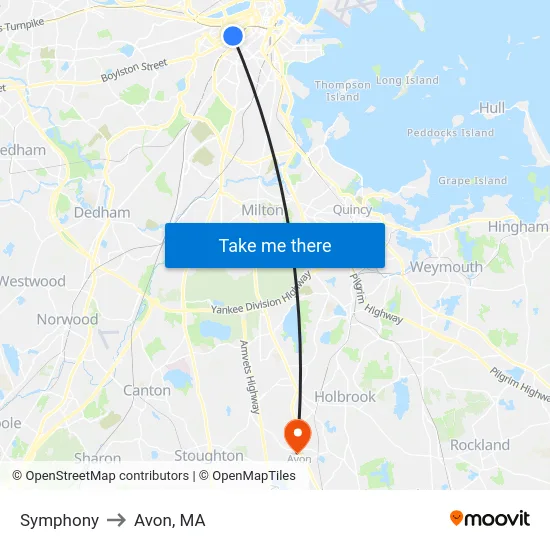 Symphony to Avon, MA map