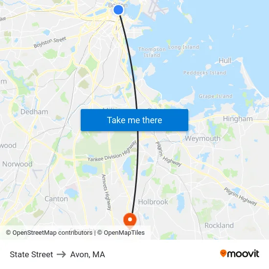 State Street to Avon, MA map
