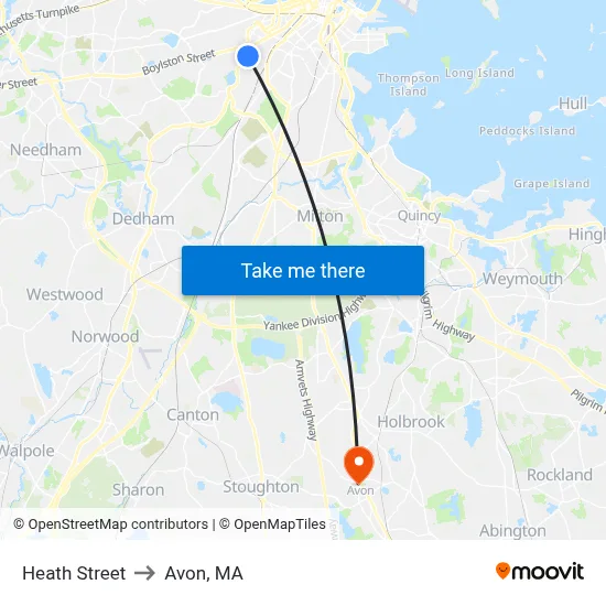 Heath Street to Avon, MA map