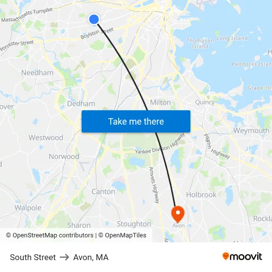 South Street to Avon, MA map