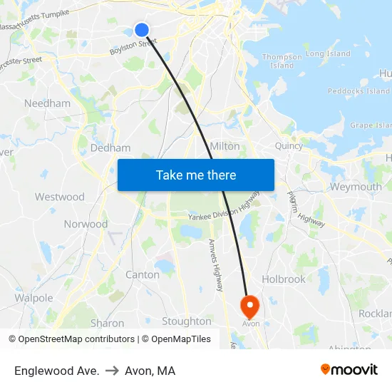 Englewood Ave. to Avon, MA map