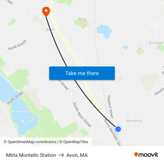 Mbta Montello Station to Avon, MA map