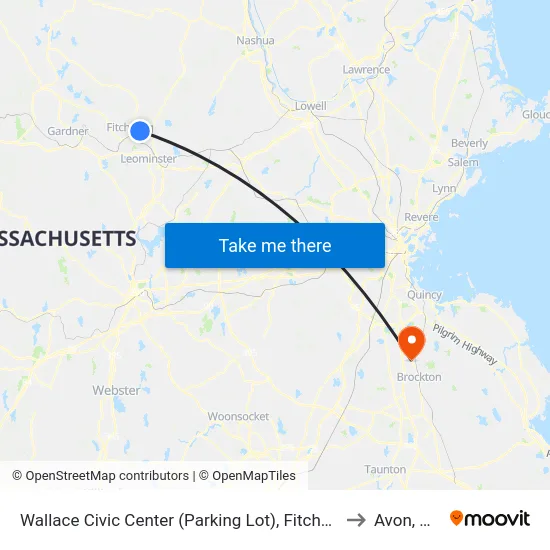 Wallace Civic Center (Parking Lot), Fitchburg to Avon, MA map