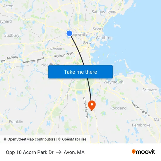 Opp 10 Acorn Park Dr to Avon, MA map