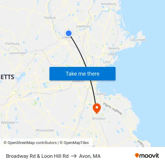 Broadway Rd & Loon Hill Rd to Avon, MA map