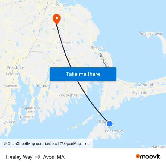 Healey Way to Avon, MA map