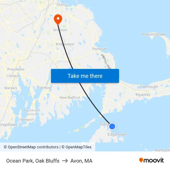 Ocean Park, Oak Bluffs to Avon, MA map