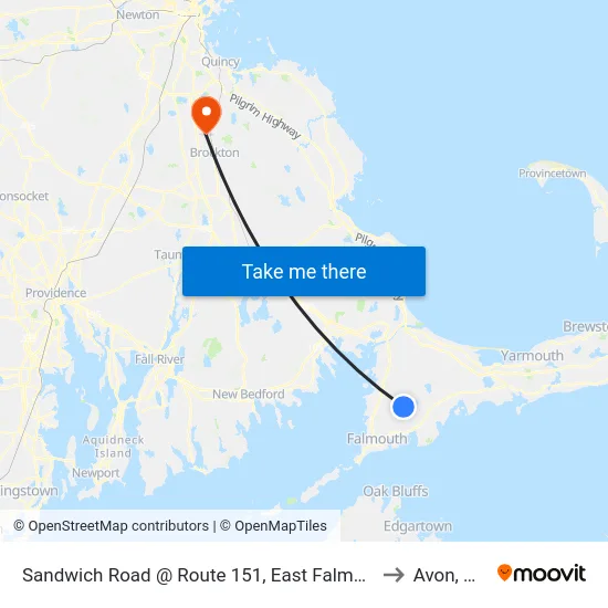 Sandwich Road @ Route 151, East Falmouth to Avon, MA map