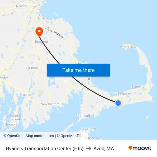 Hyannis Transportation Center (Htc) to Avon, MA map