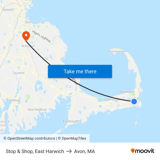 Stop & Shop, East Harwich to Avon, MA map