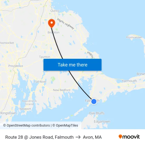 Route 28 @ Jones Road, Falmouth to Avon, MA map
