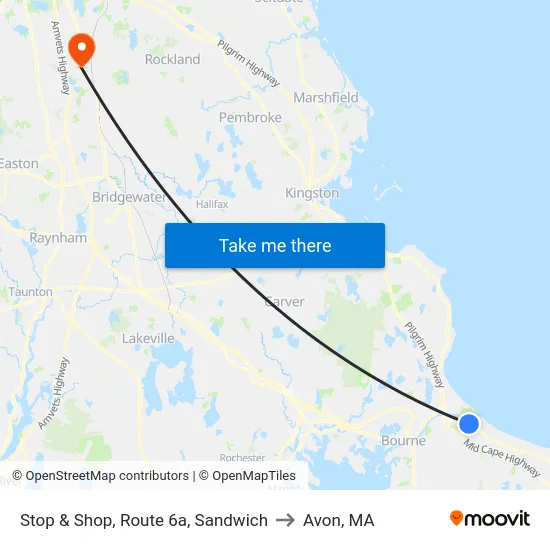 Stop & Shop, Route 6a, Sandwich to Avon, MA map