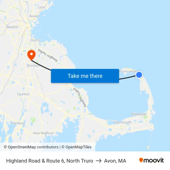 Highland Road & Route 6, North Truro to Avon, MA map