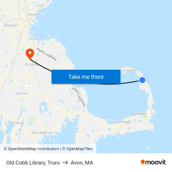 Old Cobb Library, Truro to Avon, MA map