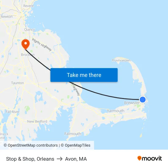 Stop & Shop, Orleans to Avon, MA map