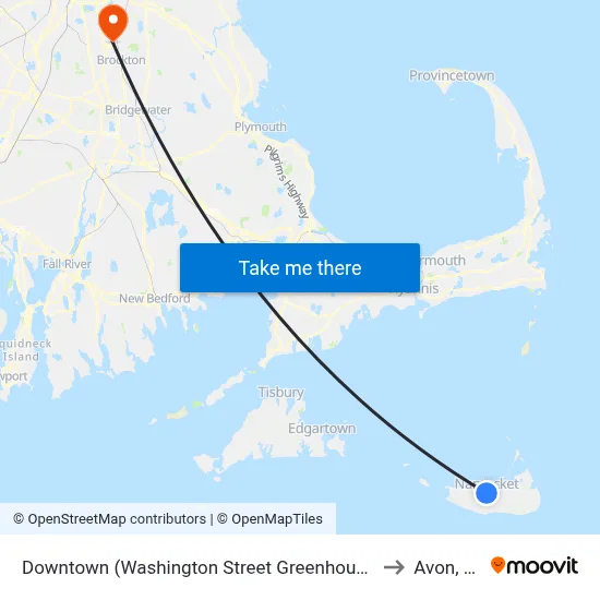 Downtown (Washington Street Greenhound Stop) to Avon, MA map