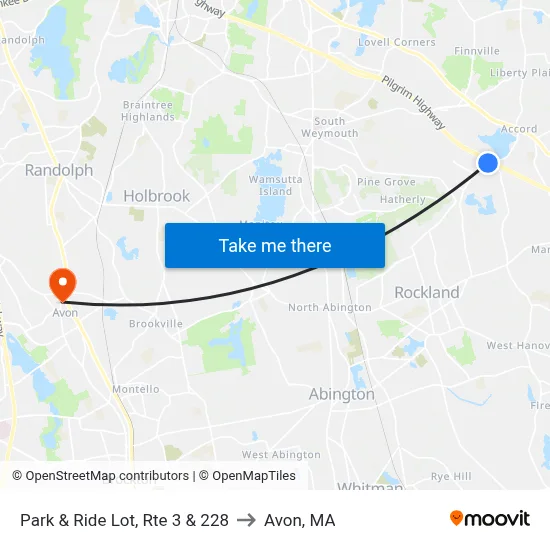 Park & Ride Lot, Rte 3 & 228 to Avon, MA map