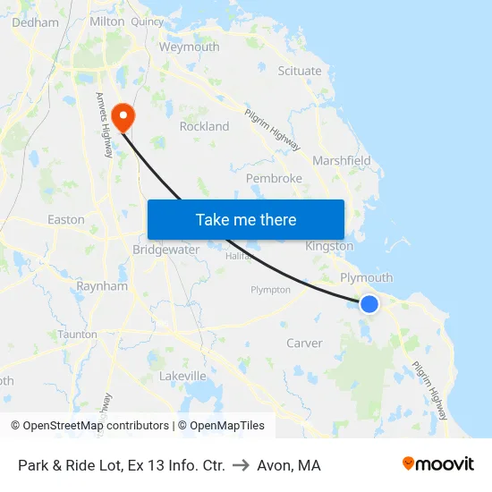 Park & Ride Lot, Ex 13 Info. Ctr. to Avon, MA map