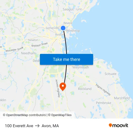 100 Everett Ave to Avon, MA map