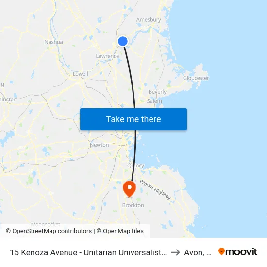 15 Kenoza Avenue - Unitarian Universalist Church to Avon, MA map