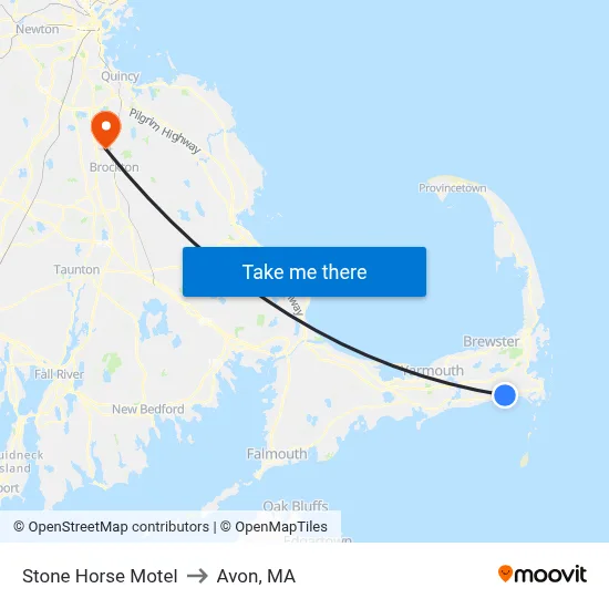 Stone Horse Motel to Avon, MA map