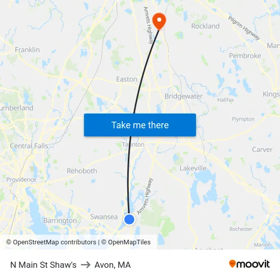 N Main St Shaw's to Avon, MA map
