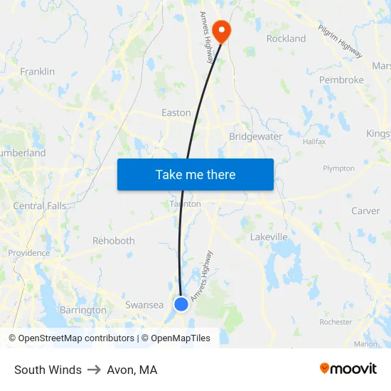 South Winds to Avon, MA map