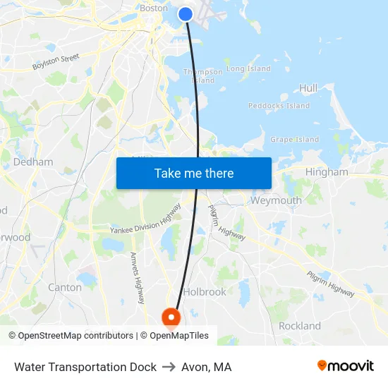 Water Transportation Dock to Avon, MA map
