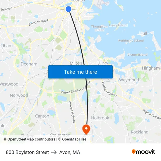 800 Boylston Street to Avon, MA map