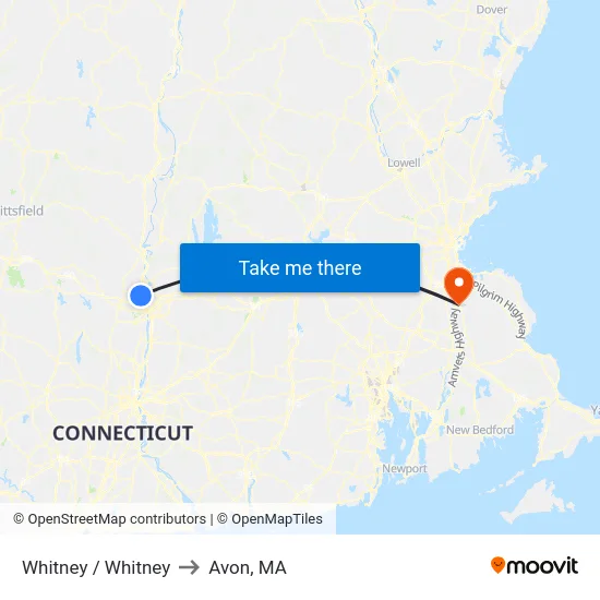 Whitney / Whitney to Avon, MA map