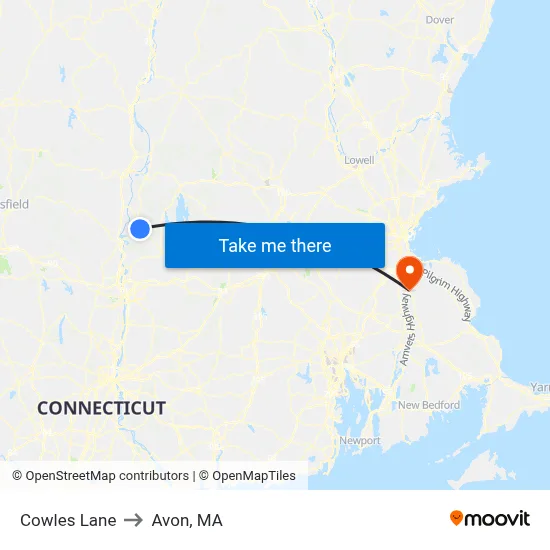 Cowles Lane to Avon, MA map