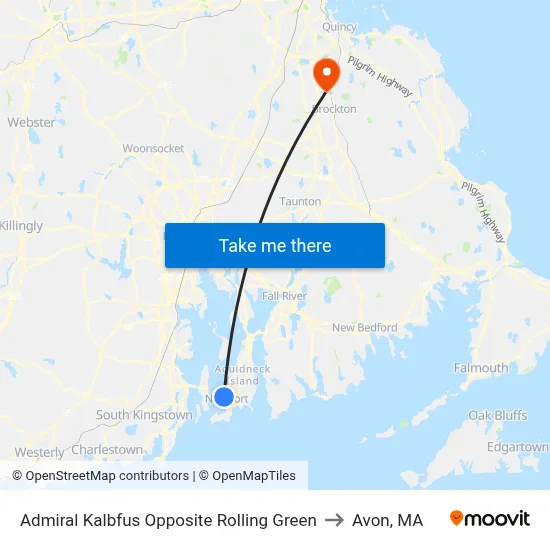 Admiral Kalbfus Opposite Rolling Green to Avon, MA map