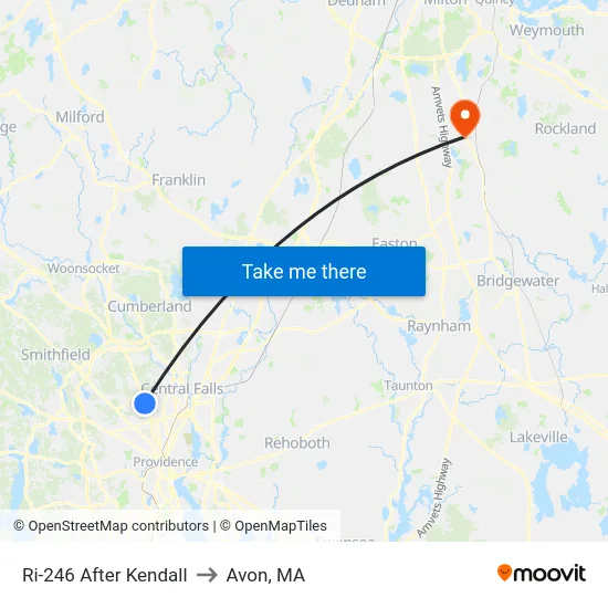 Ri-246 After Kendall to Avon, MA map