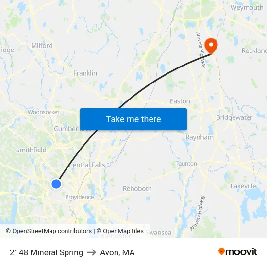 2148 Mineral Spring to Avon, MA map